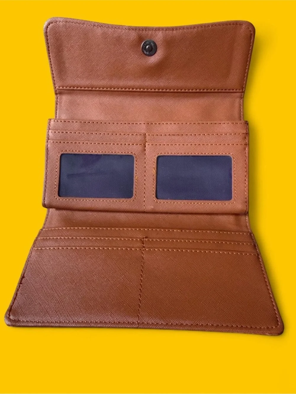 Women's Brown Cutout Genuine Leather Wallet